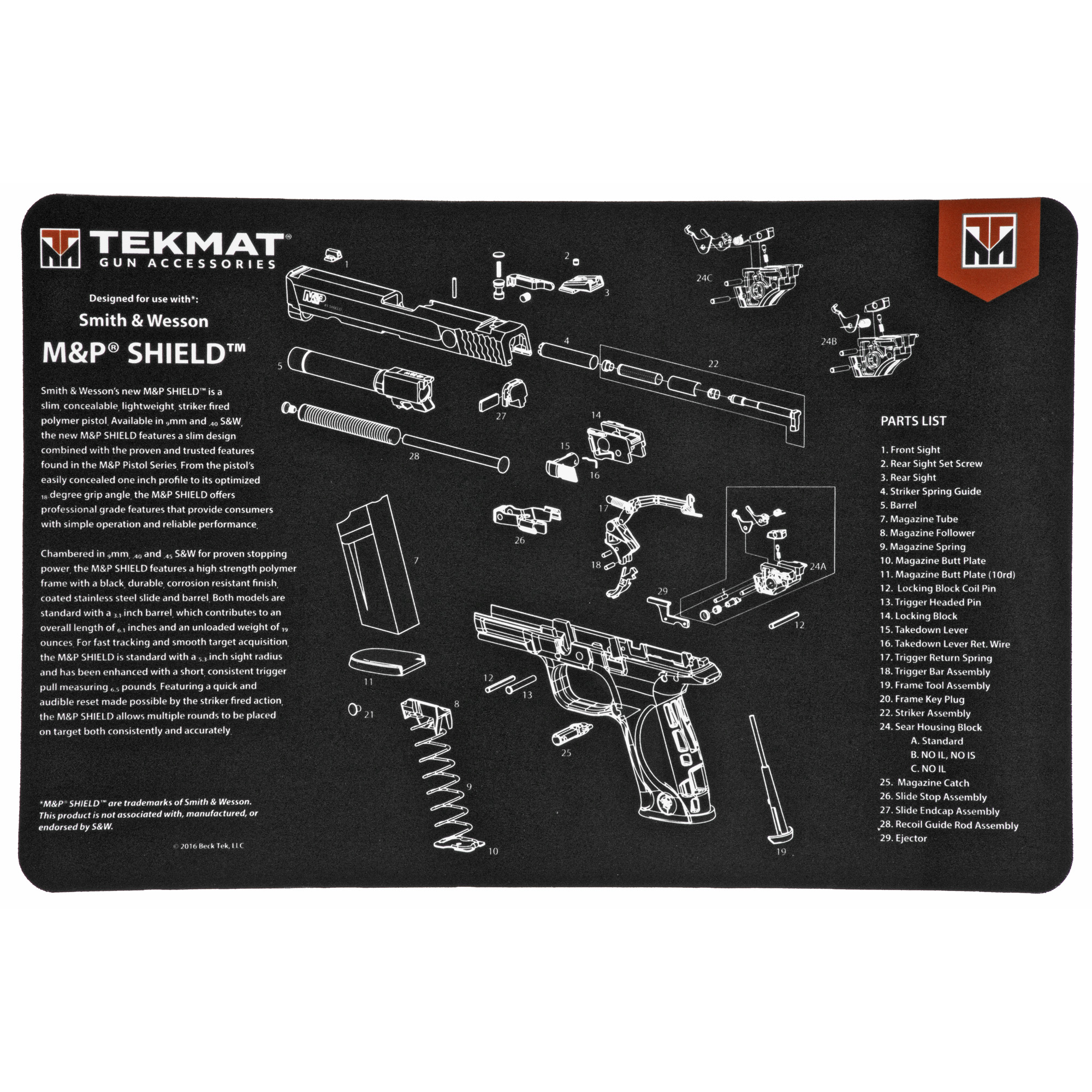 TEKMAT PISTOL MAT S&W M&P SHIELD BLK
